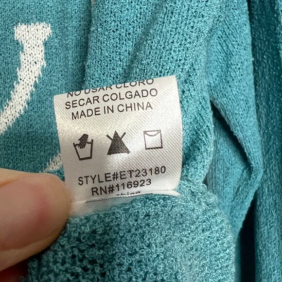 Easel Smiley Lightning Bolt Blue Sweater Women’s Small Lightweight Knit - Picture 4 of 10